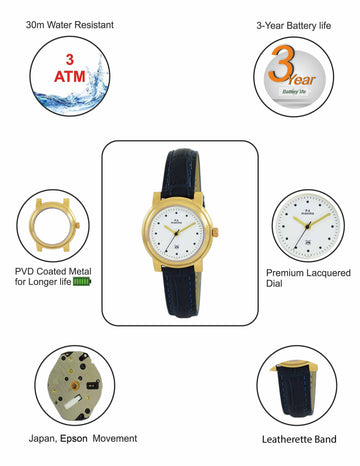 Maxima GOLD Women White Dial Analogue Watch - 57582LMLY